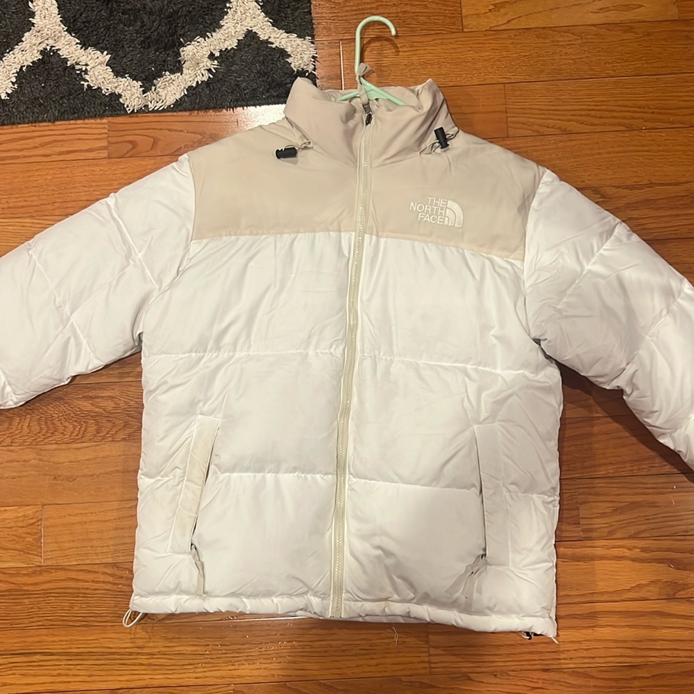 The North Face White and Tan Puffer Jacket